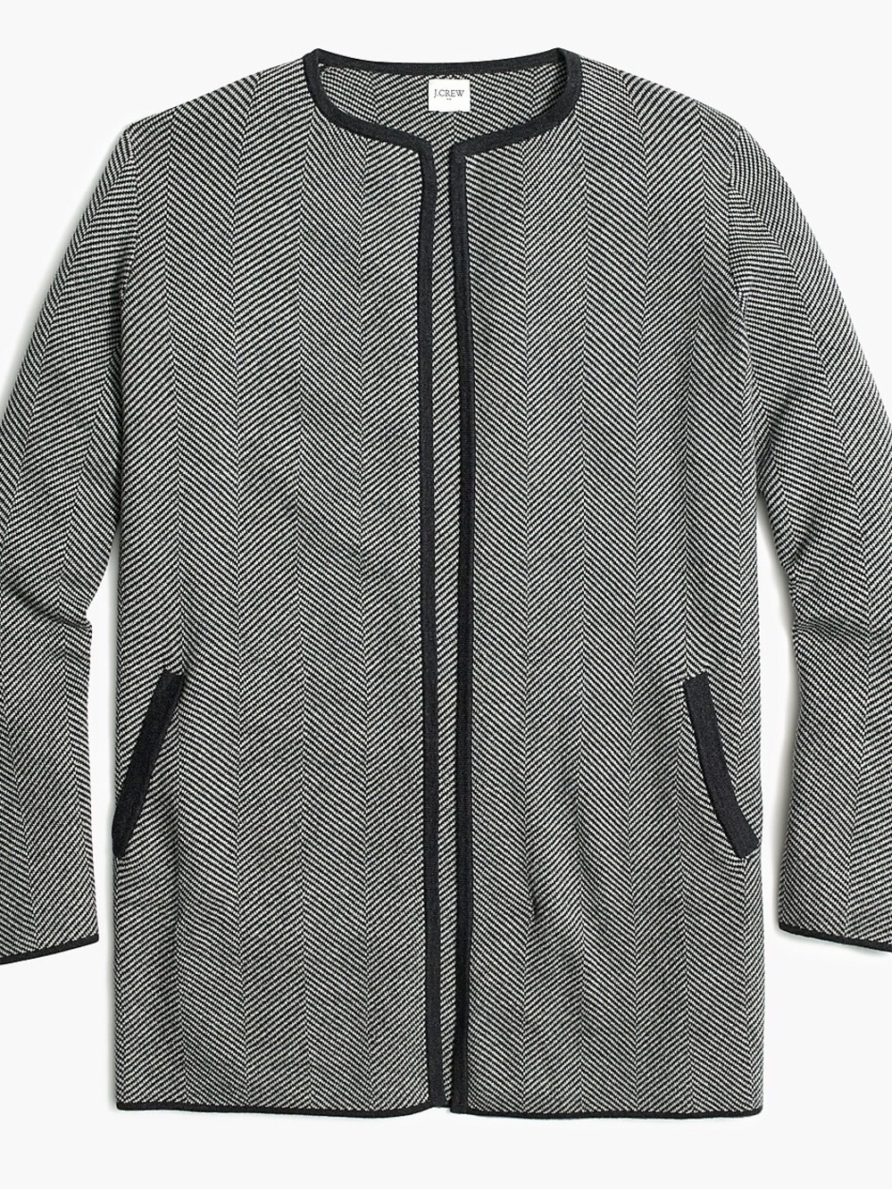 J. Crew Black & White Herringbone Cardigan Jacket